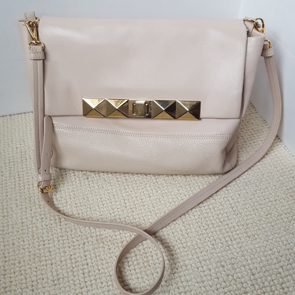 Badgley Mischka Leather Crossbody Bag Cream